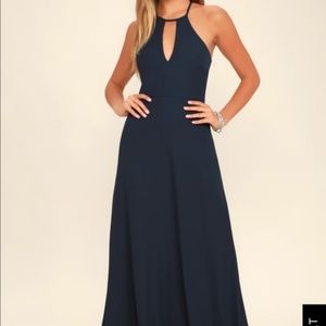 Lulu's Beauty & Grace Navy Maxi Dress MEDIUM